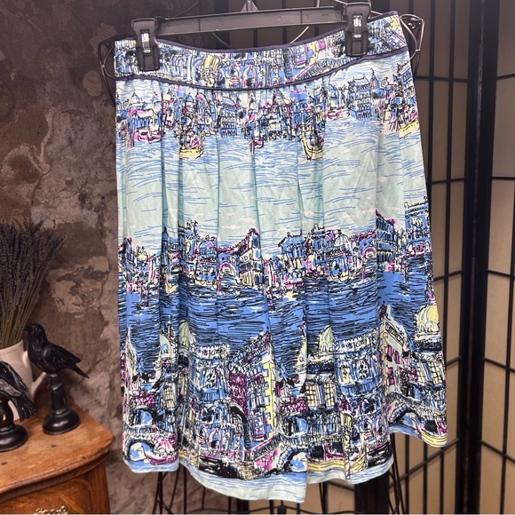 Conversations By Anthropologie 36/52 'Dear Gondolier Venice' A-line Skirt Size 4 - Picture 5 of 8